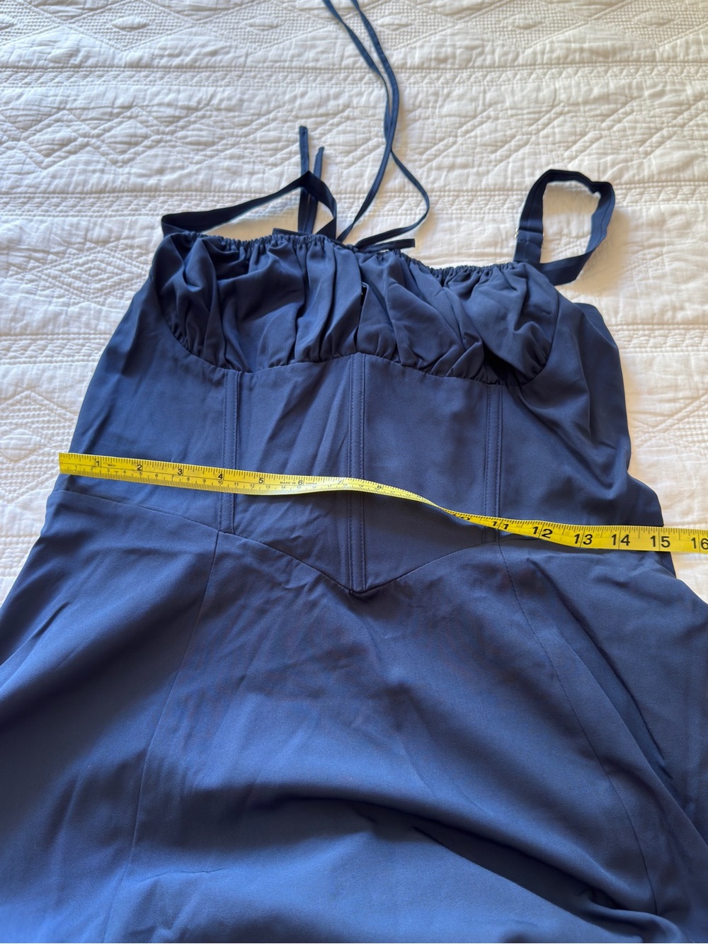 NWT Blue Corset Midi Dress Milkmaid style L - Picture 3 of 8